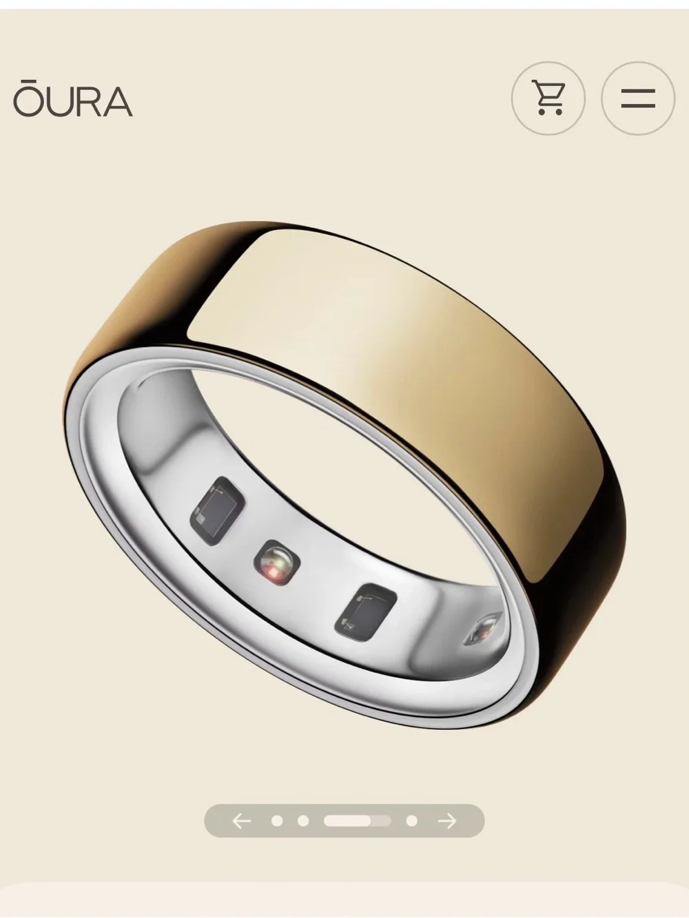 Oura Ring 4 Smart Ring in Polished Gold with Silver Interior (And Charger)